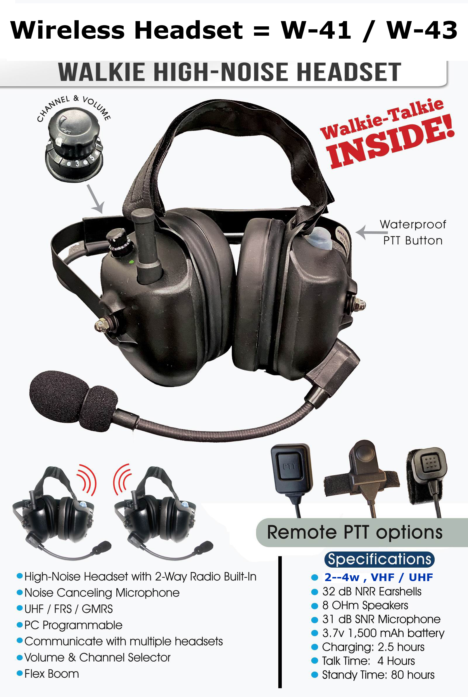 Wireless Headset = w-41 / w-43